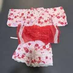 ピンク花柄浴衣　80cm 帯付き
