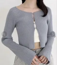 ヘザー ホックラメニットカーディガン　151109 heather