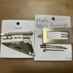 raum ヘアピンセット リーフデザイン ゴールド ヘアクリップ