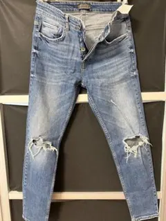 ZARA スキニーデニム ライトブルー ダメージ