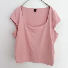 スクエアネック フレンチスリーブカットソー 2XL 桃 ゆったり お出かけ大きめのサムネイル