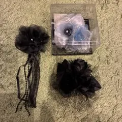 フラワーコサージュ3点セット ブラック ブルー※単品購入可