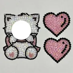 デコパーツ ストーン セット うちわデコ 猫 ピンク