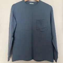 GU ヘビーウェイトクルーネックT(長袖) ブルー XS
