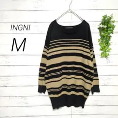 イング　INGNI　ニットチュニック　長袖　ボーダー柄　M　薄手