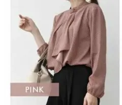 アクアガレージ レトロ柄ブラウス ピンク