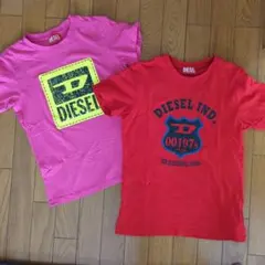 DIESEL Tシャツ 2枚セット 濃いピンク レッド