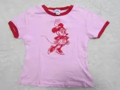 ディズニー　ミニーマウス　Tシャツ　ピンク赤　デッサン風　XL　ok2506B