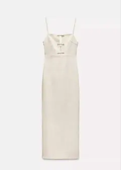 ZARA 新品未使用リボンディテール入りミディワンピース