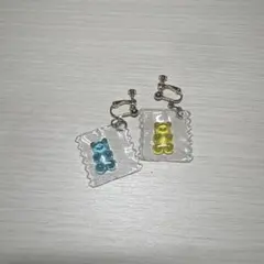 グミベア キャンディ風 イヤリング ブルー イエロー