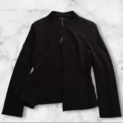 ✨美品✨ 23区 ノーカラー ジャージージャケット（ブラック／ストレッチ素材）