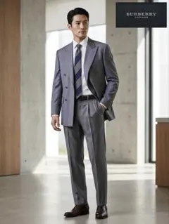 BURBERRY ダブルスーツ グレー ヘリンボーン AB7 日本製 バーバリー