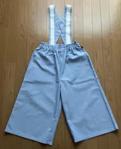 ベルメゾン　サスペンダー付き2wayワイドパンツ(160/水色デニム調)未開封