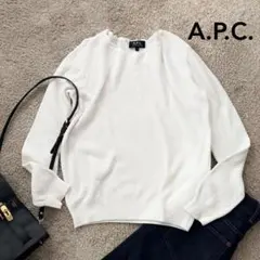 A.P.C. アーペーセー ホワイト 綿　ニット 長袖プルオーバー