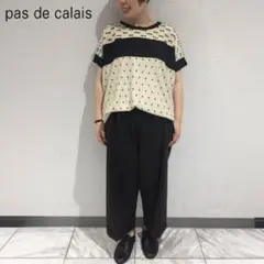 pas de calais ヘリンボンサルエルパンツ　ウエストゴム　36　日本製