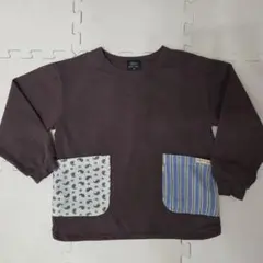 ブラウン 長袖カットソー ポケット付き