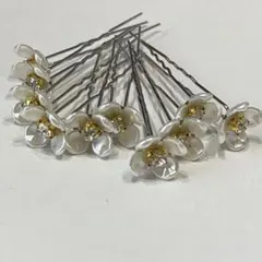 花型ヘアピン 10本セット ホワイトゴールド