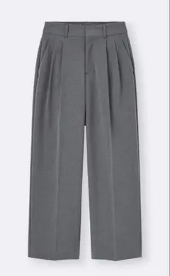 し*ん様 グレー プリーツ入り ワイドパンツ