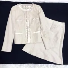 美品　UNTITLED ツイードラメ セットアップ ノーカラージャケット 入学式