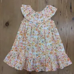 花柄 フリル ワンピース オレンジ 90cmのサムネイル