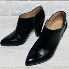 MARIAN レザー ポインテッドトゥ ブーティ 黒35 サイドジップのサムネイル