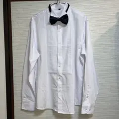 【美品】ウイングカラーシャツ＆蝶ネクタイセット（結婚式・新郎用）