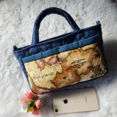 バッグ イン バック / Sトートバッグ (地図柄 × デニム)