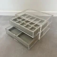 【セット】無印良品　重なるアクリルケース２段　ベロアケース