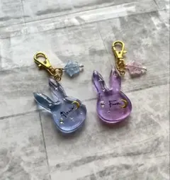 チャーム　キーホルダー　アンブレラマーカー　レジン　ハンドメイド　うさぎ