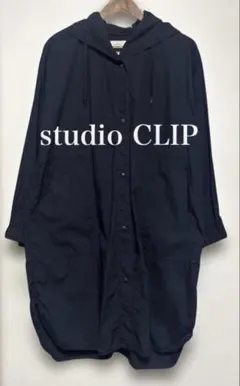 studio CLIP スタジオクリップ　フード付きネイビースプリングコート　L