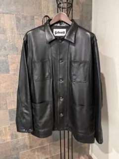 Schott ラムレザー カバーオール XL ブラック