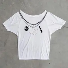 LB−03 カットソー ホワイト グラフィックTシャツ 半袖 レディースのサムネイル