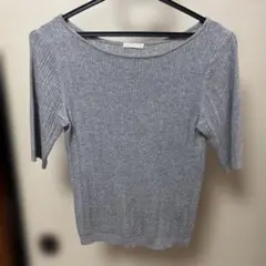 グレー リブ編み 半袖 トップス Sサイズ