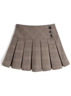 インパン裏地付チェック柄プリーツミニスカート[ac2563]