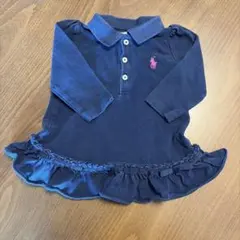 Ralph Lauren ネイビー フリル付きポロシャツ 70