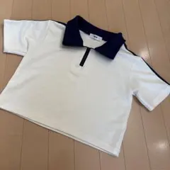 WEGO 半袖ポロシャツ ホワイト/ネイビーのサムネイル
