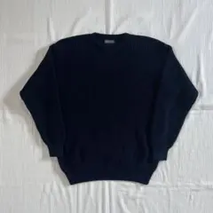 90s USA製 LAND'S END ランズエンド コットンニット ネイビー