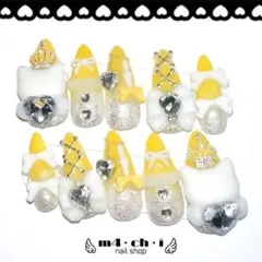 【現品】 ネイルチップ サブカル 平成女児 白 猫 天使 地雷系 量産型 姫