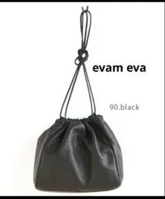 evam evaエヴァムエヴァdrawstring bag 巾着ブラック 黒本革のサムネイル
