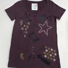 a.r.w & scoLar 両面プリント ロングTシャツ ラメ入り　ボルドー