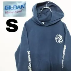 usa古着 GILDAN パーカー　フーディー　S ネイビー　fishing