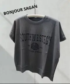 【新品】BONJOUR SAGAN カレッジ刺繍ピグメントスウェットTシャツのサムネイル