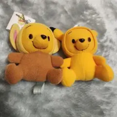 ディズニー　ポケモンコスチュームのプーさん　ポールチェーンマスコット　2体