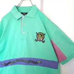 ディズニー90s　ミッキー　刺繍ロゴ　ポロシャツ　パステルカラー　レトロポップのサムネイル