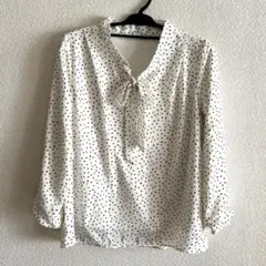 GLACIER ドット柄リボン付きブラウス M