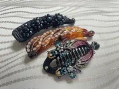 ビーズ装飾のバナナクリップ3点セット