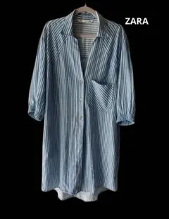 【ZARA/ザラ】リネン混ストライプシャツ◇