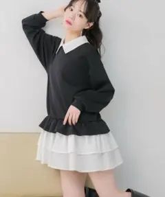 RETRO GIRLレイヤード風フリルOP