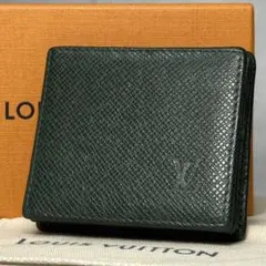 24時間限定❣️【極美品】LV 二つ折り財布 タイガ 黒 アメリゴ イニシャル無し ルイ・ヴィトン(LOUIS VUITTON) タイガ(taiga) 財布 メンズ二つ折り