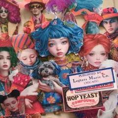 ★そら様★コラージュシート　犬Fカラフル　人物　動物　ジャーナル素材　紙もの